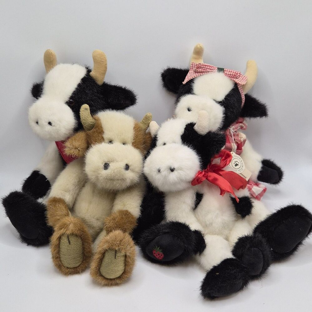RARE Vintage Boyds Bears Lot Of 4 Cows Moo Plush Stuffed Animal